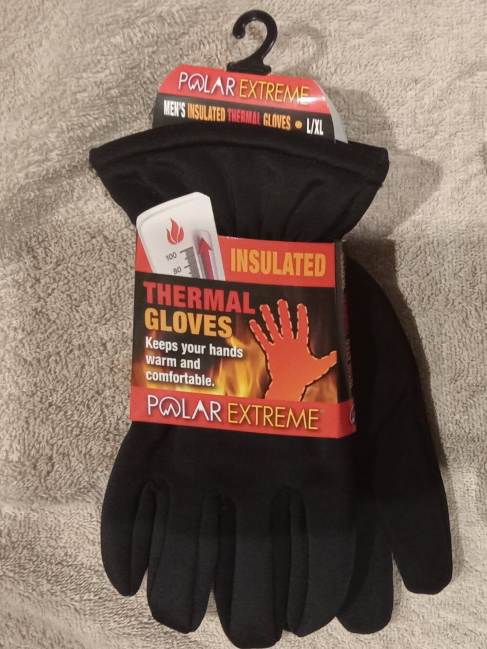 Men's black insulated thermal gloves